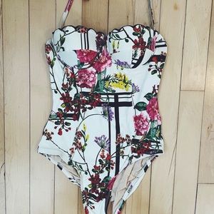 Anthropologie garden lattice one-piece swimsuit